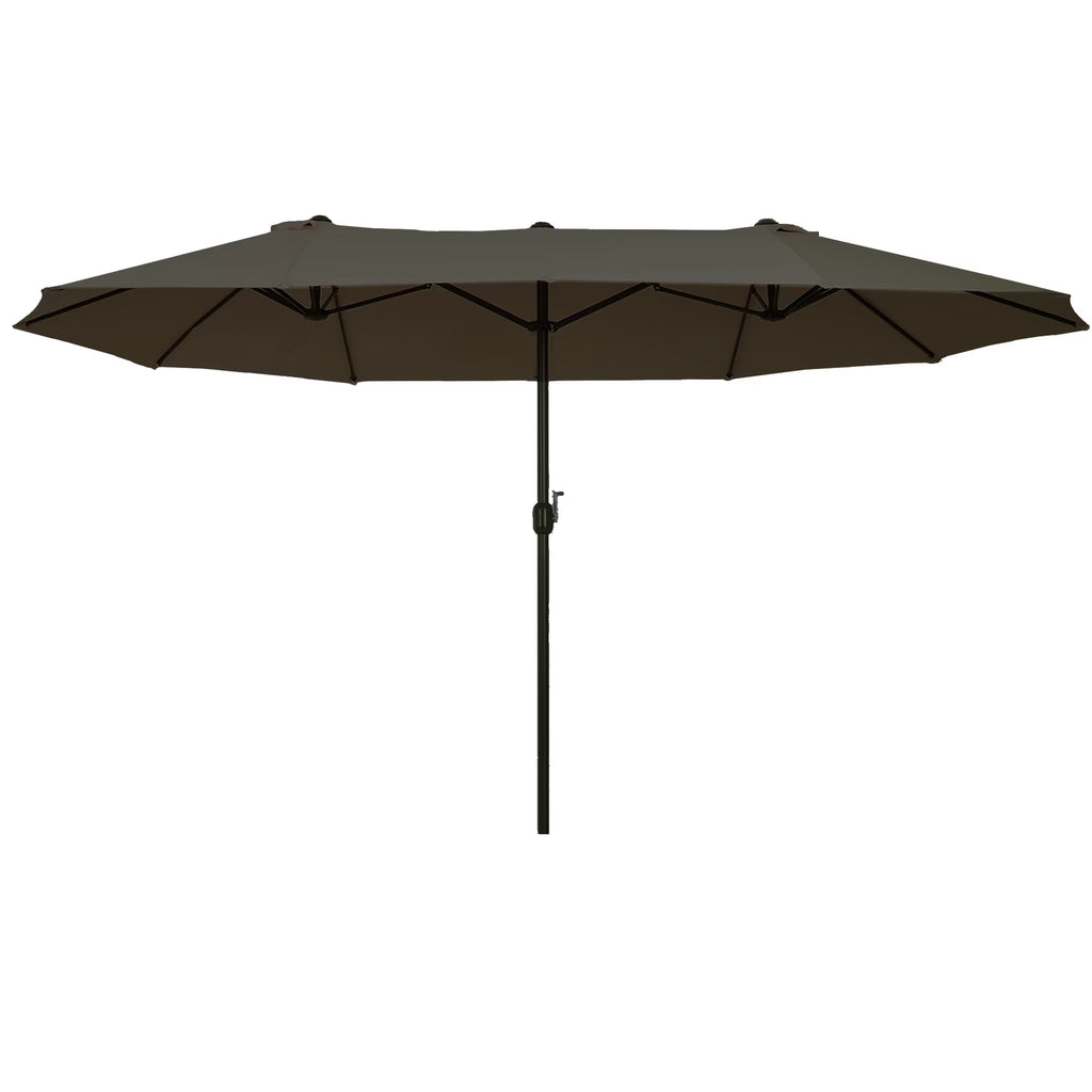 Outsunny Extra Large 15Ft Patio Umbrella,Double-Sided Outdoor Umbrella with Crank Handle and Air Vents for Backyard,Deck,Pool,Market,Gray,Gray Steel Lighting Outdoor Lighting