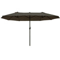 Outsunny Extra Large 15Ft Patio Umbrella,Double-Sided Outdoor Umbrella with Crank Handle and Air Vents for Backyard,Deck,Pool,Market,Gray,Gray Steel Lighting Outdoor Lighting