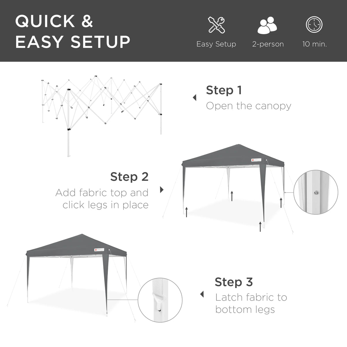 Best Choice Products 10x10ft Pop Up Canopy Outdoor Portable Adjustable Instant Gazebo Tent w/ Carrying Bag - White