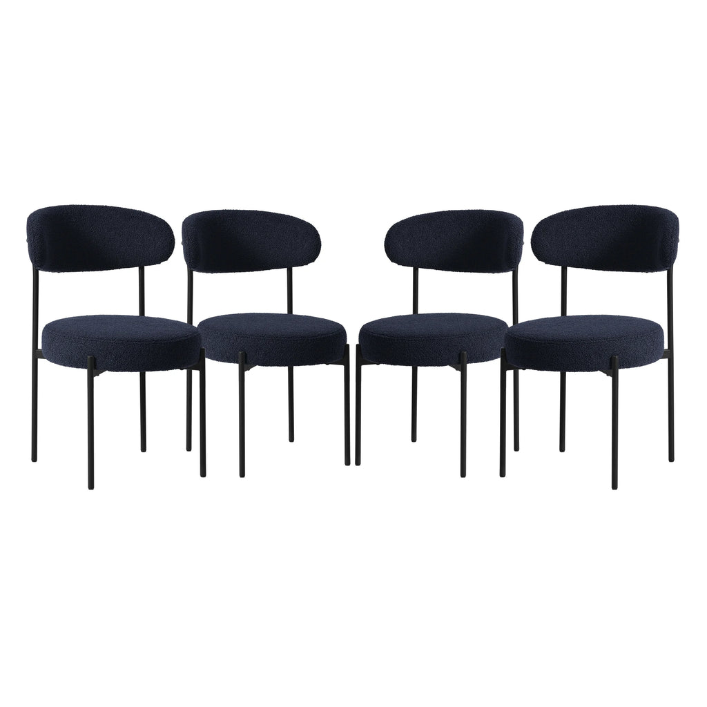 WestinTrends Alexandria Mid-Century Modern Upholstered Sherpa Round Dining Chairs (Set of 4), Sunset Gold