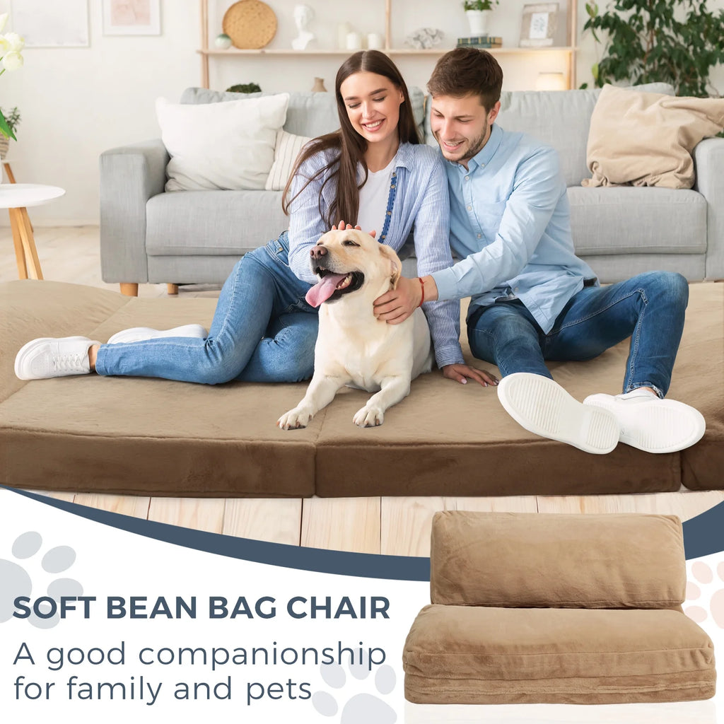 Folding Sofa Bed,Extra Thick and Long Fluffy 4 Position Convertible Flip Lounge Chair,Foam Filling Folding Matress Sofa Bean Bag with Washable Cover,Grey,39x95 Inch