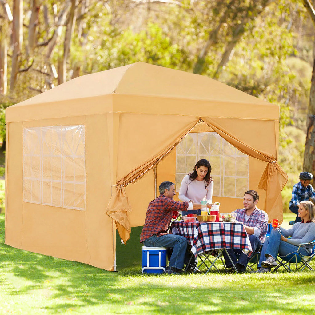 Clipop Portable 10x10ft Pop Up Gazebo, Instant Canopy Waterproof Anti-UV Shelter with 4 Side Panels & Carry Bag,Blue