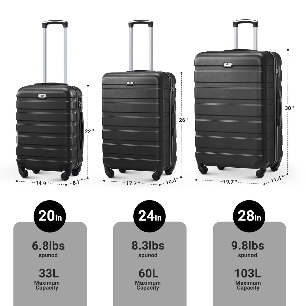 3 Piece Luggage Sets Hard Shell Suitcase Set with Spinner Wheels for Travel Trips Business 20" 24" 28", Rose Gold