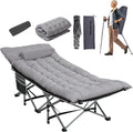 NALONE Camping Cots for Adults with 3.5 Inch Extra Thick Mattress, Cots for Sleeping 900 LBS, Folding Cot with Mattress, Heavy Duty Sleeping Cots Camping Bed for Home Office Outdoor(Gray)