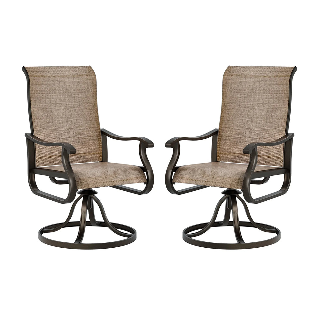 UDPATIO High Back Outdoor Dining Chairs Set of 2, All Weather Swivel Patio Chairs, Breathable Garden Outdoor Furniture for Backyard Deck