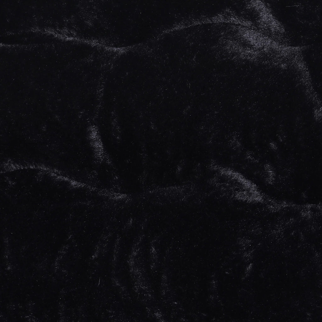 Emma + Oliver Oversized Faux Fur Folding Saucer Chair for Dorm, Bedroom, Black Faux Fur/Black Frame