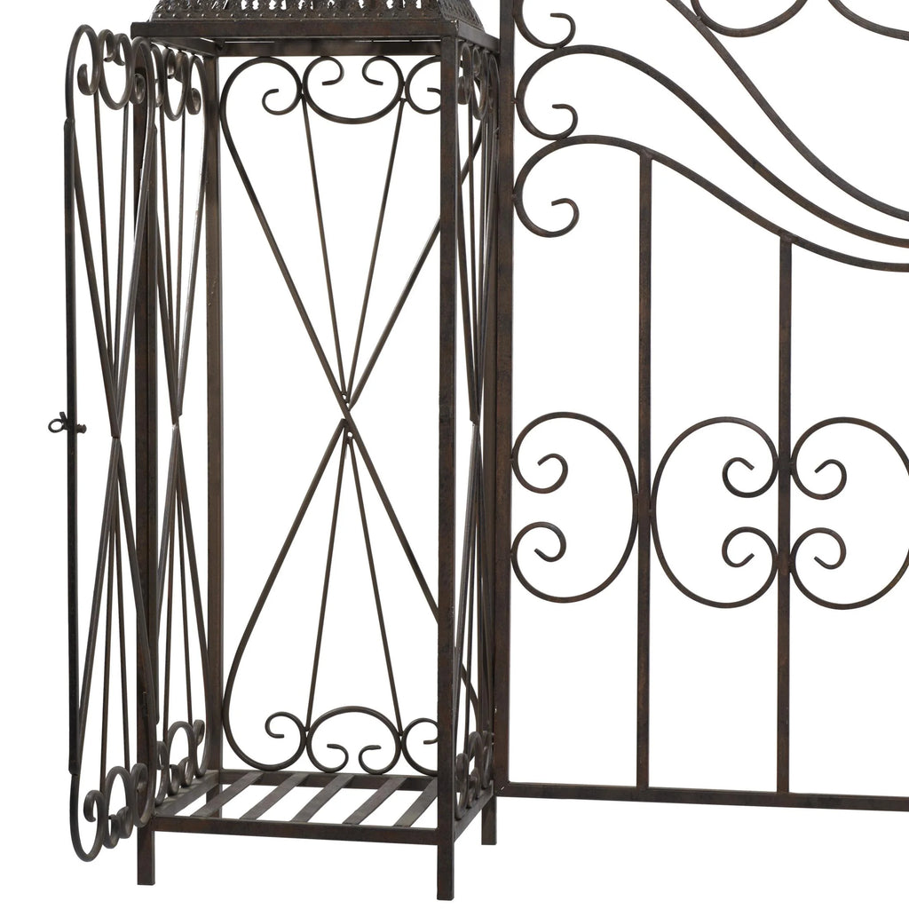 DecMode Traditional Metal Arch with Botanical Design Garden Arbors with Latch Lock Closure, 78"W x 94"H