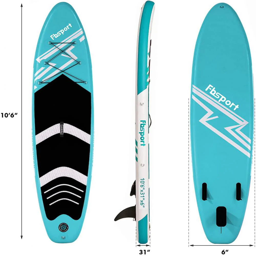 Fbsport 11ft Inflatable Paddle Board SUP, 6'' Thick W/Paddling Fins Pump & Accessories Pack, Lake Blue