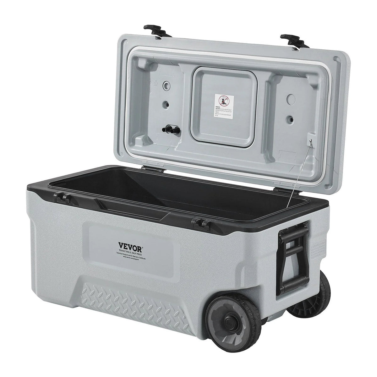 74 QT Wheeled Cooler - 120 Can Capacity Portable Ice Chest with Heavy-Duty Wheels & Cup Holders, Insulated Outdoor Cooler for Camping, Tailgating, Beach & BBQs, Leak-Proof Drain & Extended Cold Reten