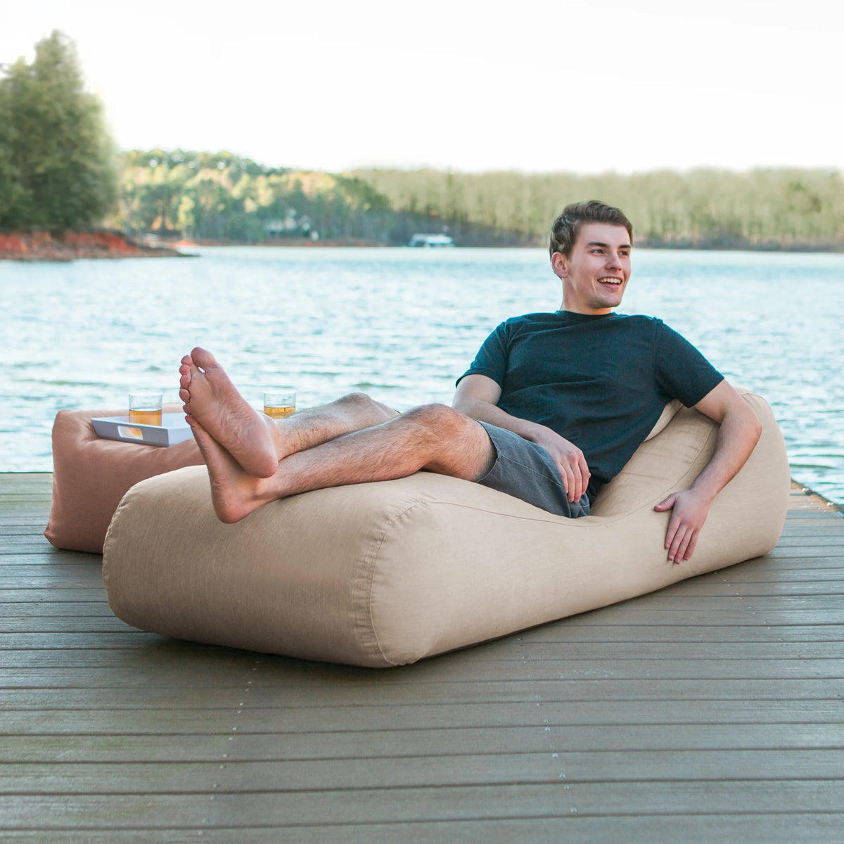 Jaxx Bean Bags Jaxx Arlo Outdoor Bean Bag Lounge with Pillow Granite