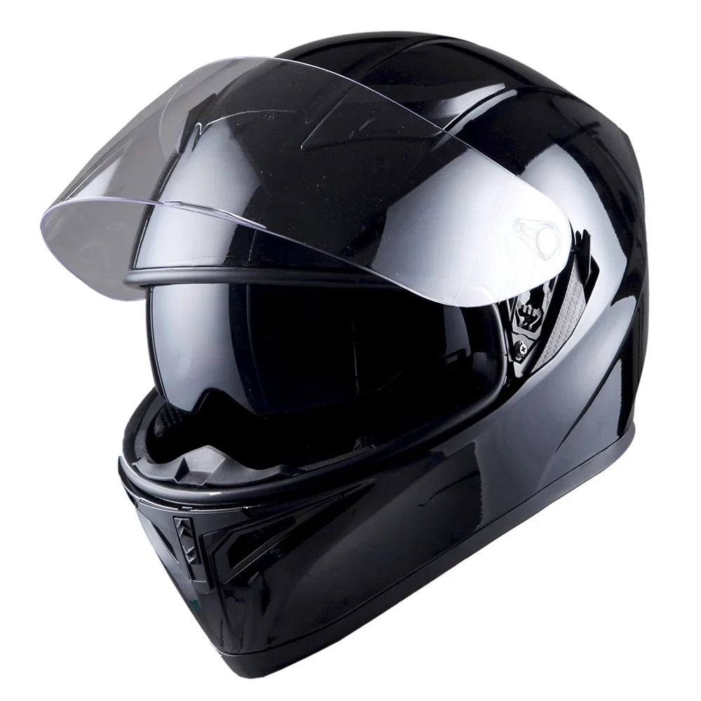 1Storm Motorcycle Modular Full Face Flip up Dual Visor Helmet + Spoiler + Motorcycle Bluetooth Headset: HJK316 Mechanic Red
