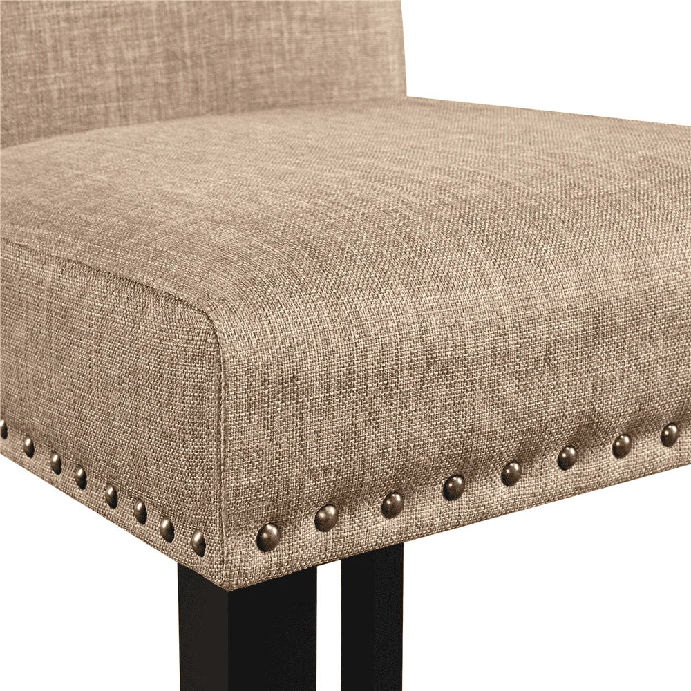 Easyfashion Set of 2 Classic Upholstered Dining Chair, Khaki