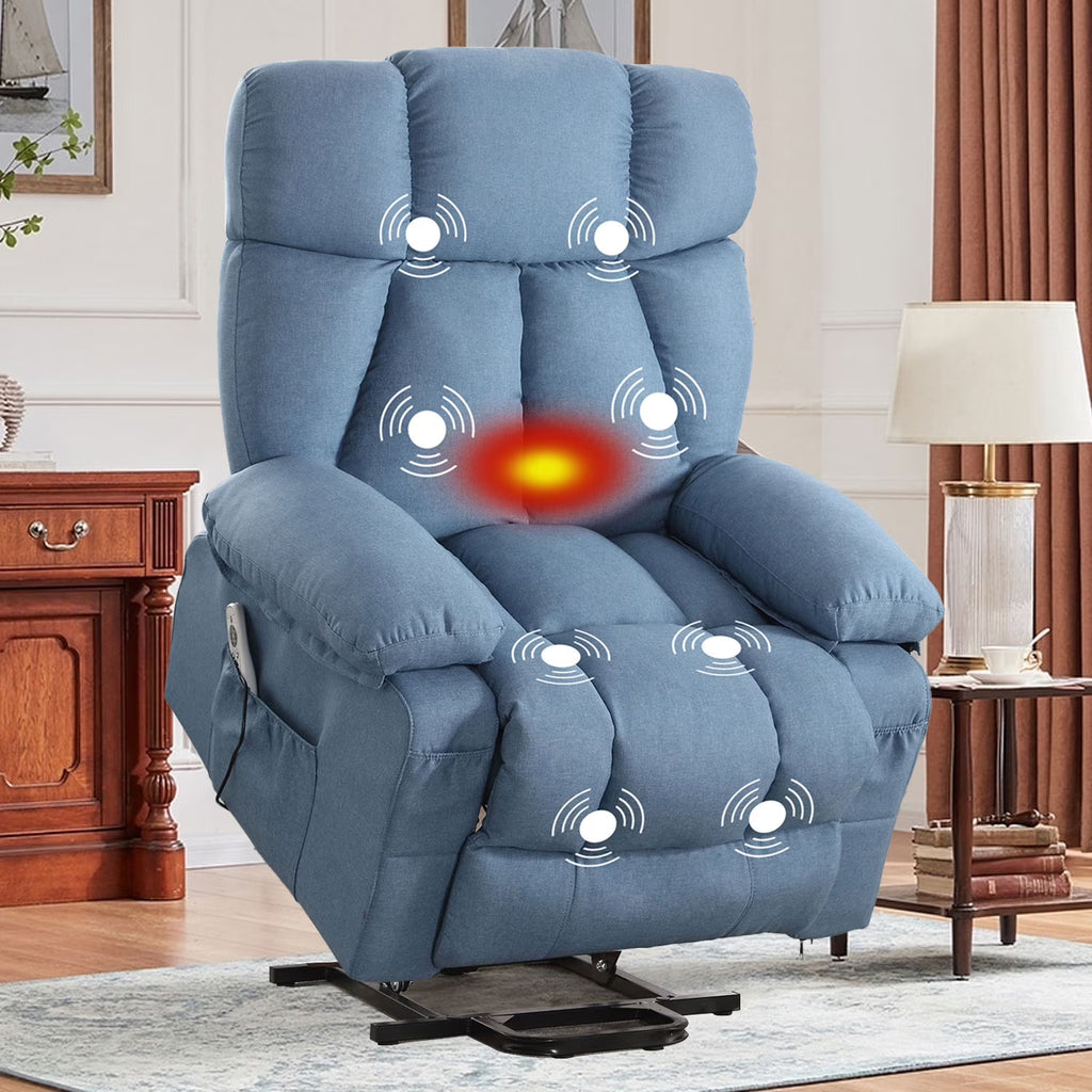 JONPONY Power Lift Recliner Chair Recliners for Elderly with Heat and Massage Recliner Chair for Living Room with Infinite Position and Side Pocket,USB Charge Port,Brown