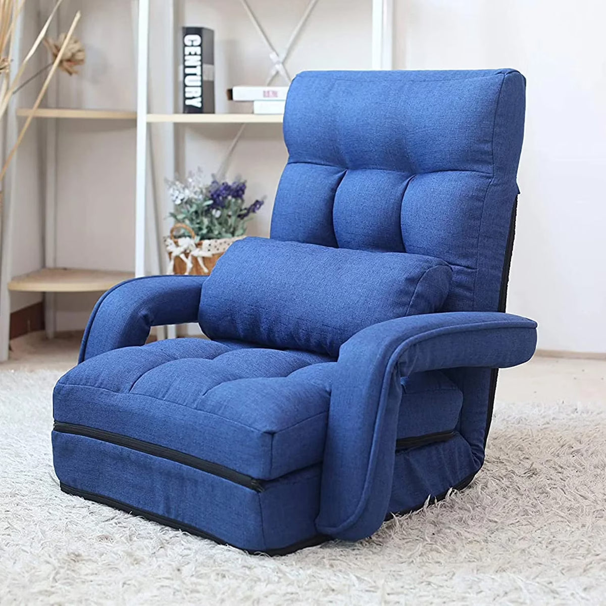 Prime Garden Floor Chair 6-Position Folding Gaming Chair for Meditation Indoor, Light Gray