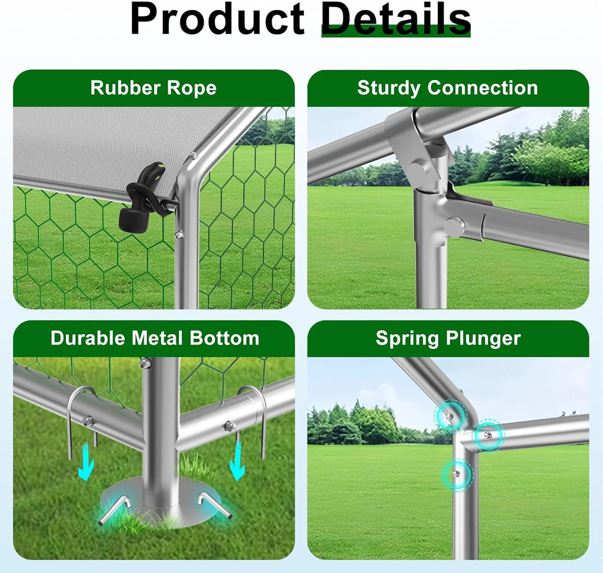 Large Metal Chicken Coop Walk-in Poultry Cage with Waterproof and UV-Resistant Cover Outdoor Chicken Run Hen Rabbit Duck House for Backyard Farm Use Spire Roof(10 W x 4.9 L x 6.4 H)