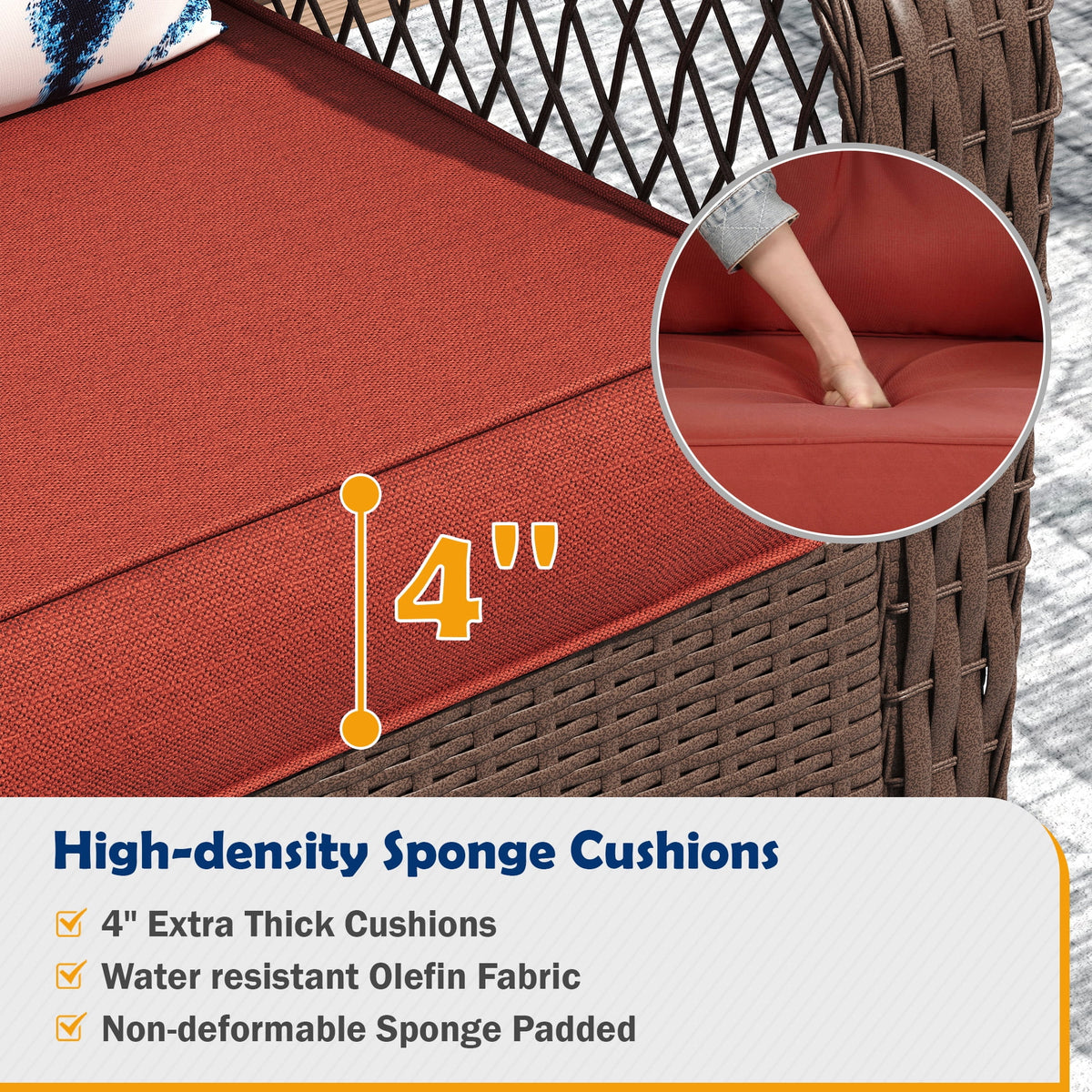 ELPOSUN 3-Piece Outdoor Rocking Chairs, Wicker Patio Furniture with Thickened Cushions and Table for Porch