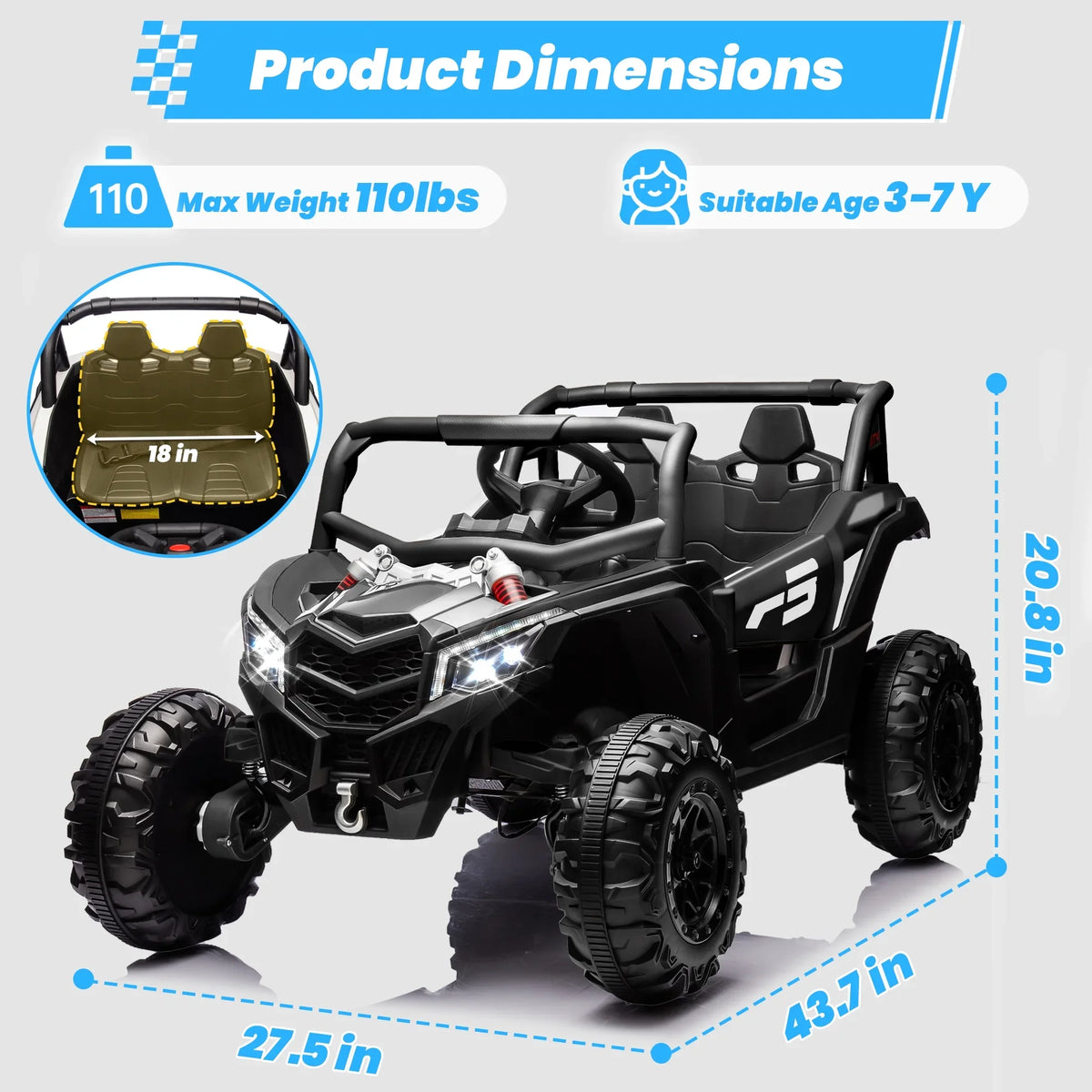 Joyracer 4WD 24 Volt Ride on Toys, 2 Seater Power Car wheels UTV with 800W Motors, Remote Control, Bluetooth Music, Spring Suspension, LED Light, Pink