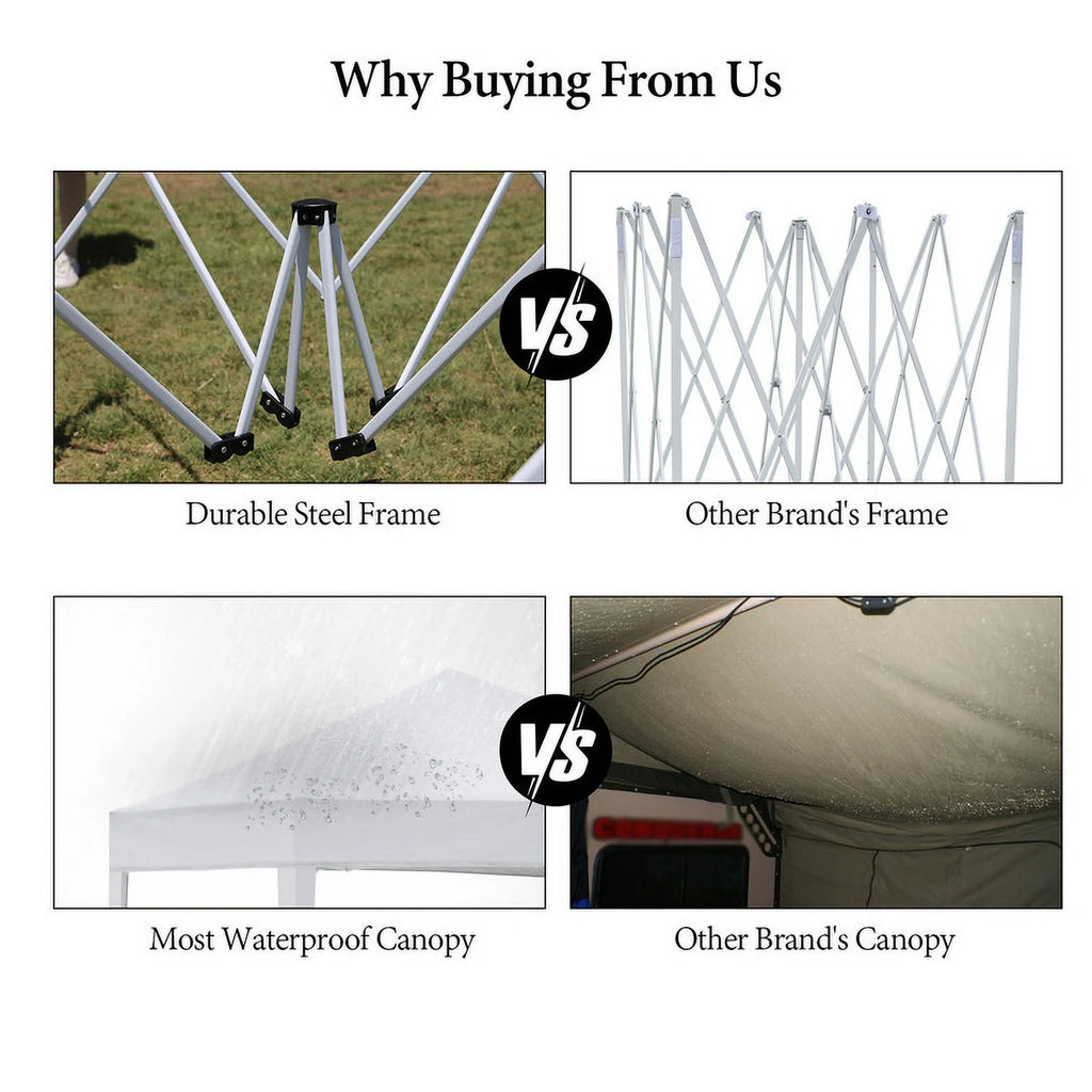 Clipop Portable 10x10ft Pop Up Gazebo, Instant Canopy Waterproof Anti-UV Shelter with 4 Side Panels & Carry Bag,Blue