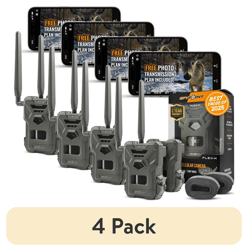 SPYPOINT Flex-m Twin Pack Cellular Trail Camera Hunting Trail Monitor with GPS, Night Vision, Dual-Sim LTE, IP65 Water-Resistant
