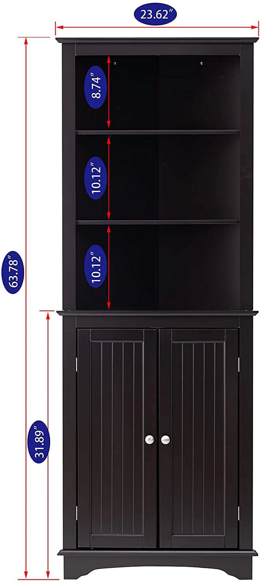 Spirich Tall Corner Cabinet with 2 -Shutter Doors, free-standing floor cabinet, White