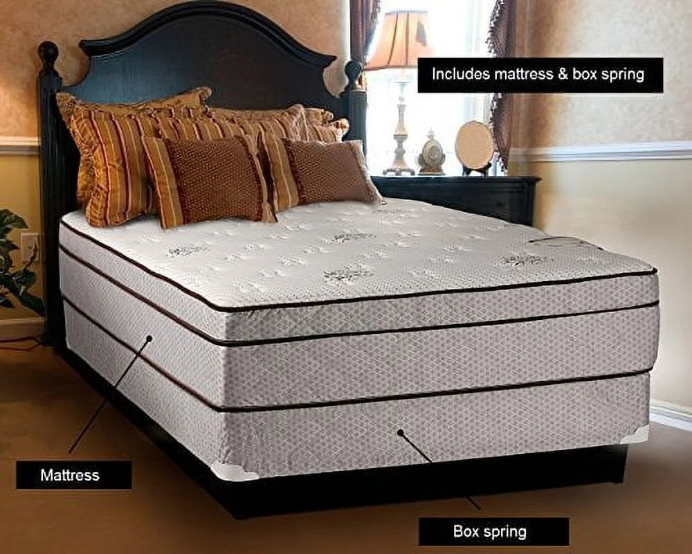 Fifth Ave Plush Foam Encased Eurotop (PillowTop) Mattress and Box Spring Set (King Size-76"x80"x13") Sleep System with Enhanced Cushion Support, Fully Assembled, Orthopedic by Dream Solutions USA