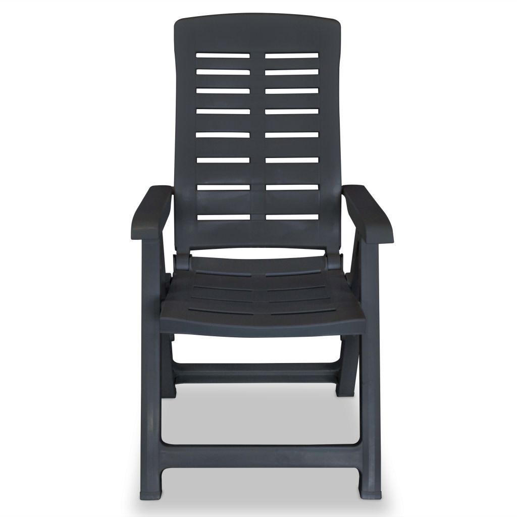 vidaXL Reclining Patio Chairs Outdoor Stack Dining Chair with Armrest Plastic