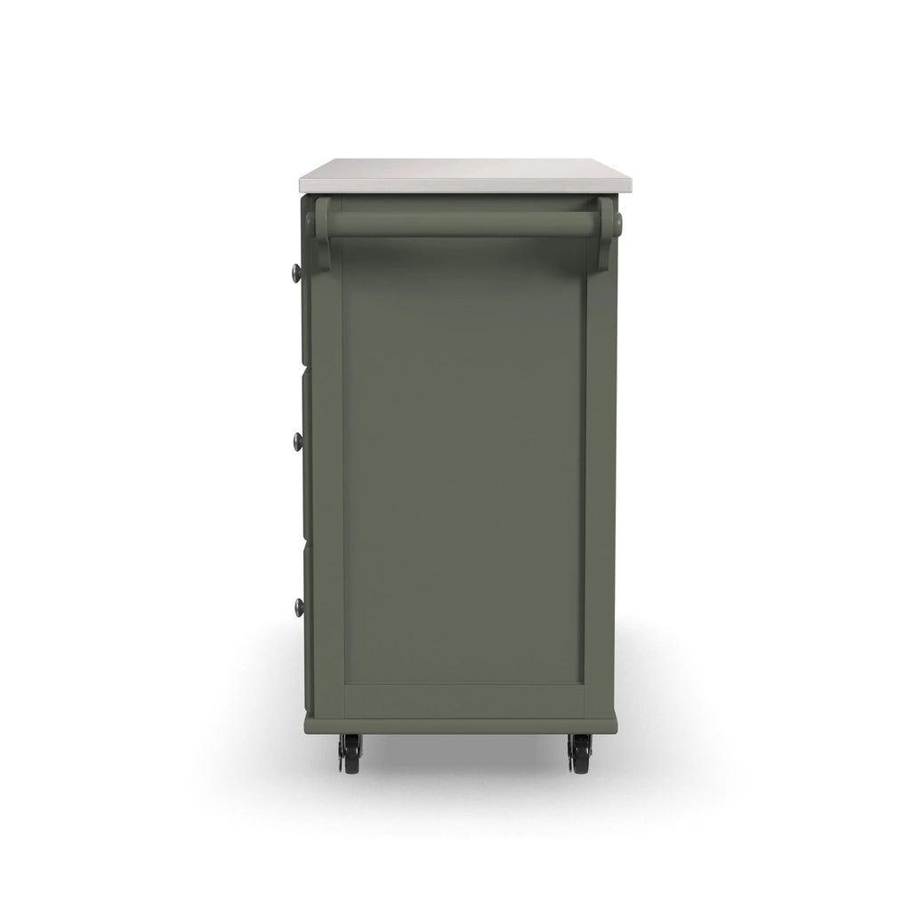 Homestyles Dolly Madison Engineered Wood Kitchen Cart in Sage Green/Nickel