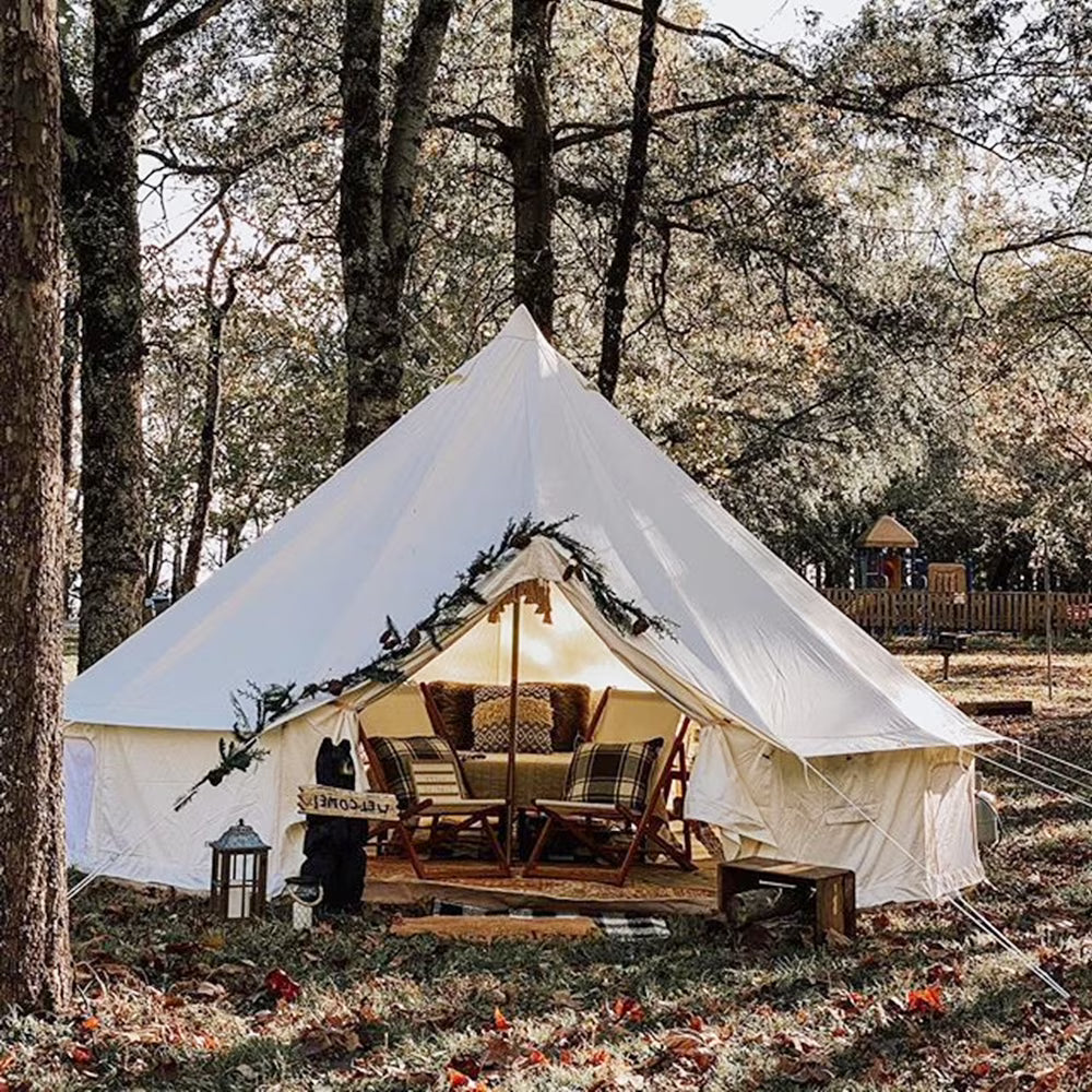 Been Younger Luxury New Oxford Fabric Glamping Tent 5M/16.4ft Waterproof Bell Tent for Outdoor Camping