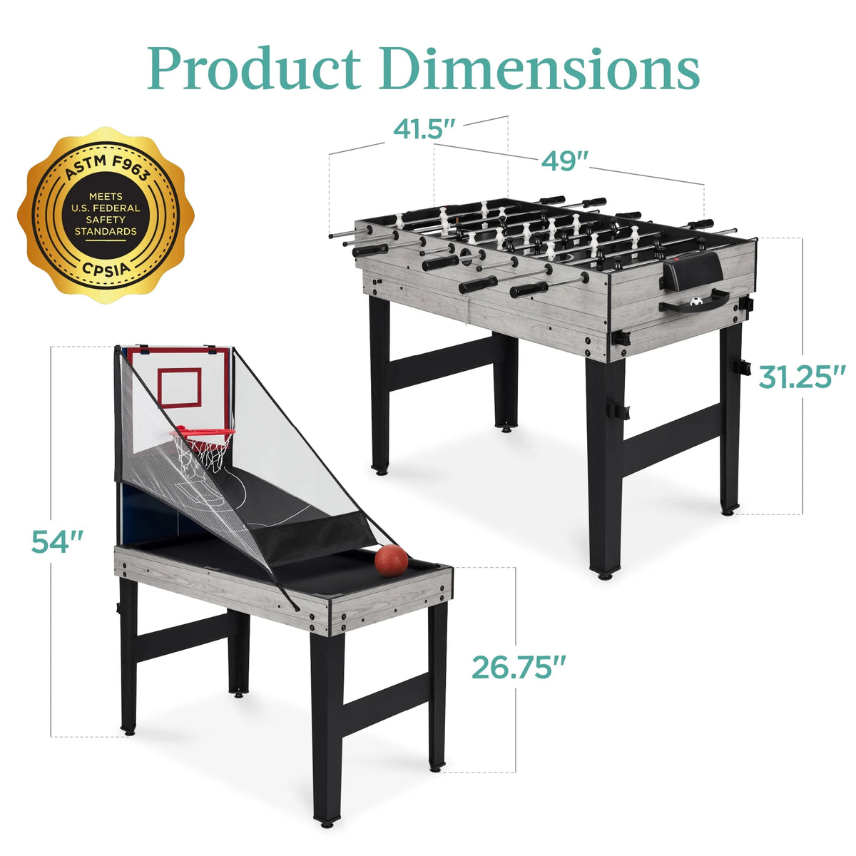 Best Choice Products 13-in-1 Combo Game Table Set w/ Ping Pong, Foosball, Basketball, Hockey, Archery - Natural