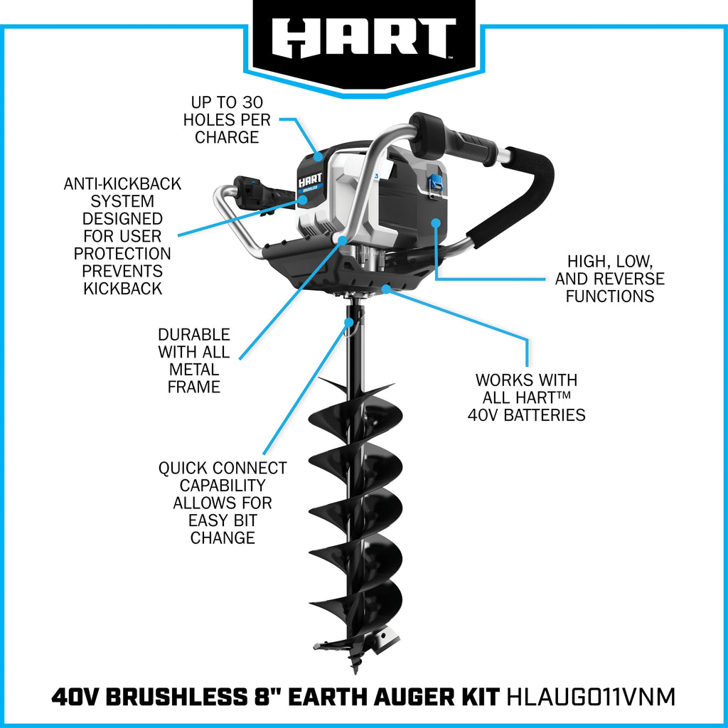 HART 40-Volt Brushless Auger (1) 4.0 Ah Lithium-Ion Battery