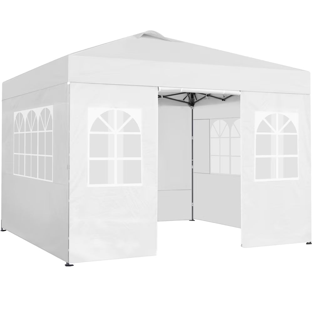 Renwick 10x10 Ft Instant Pop Up Canopy with 4 Side Walls and Roller Bag, White