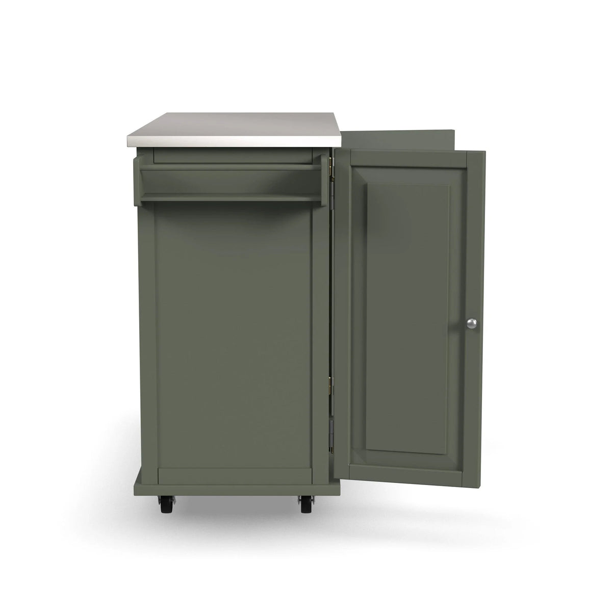 Homestyles Dolly Madison Engineered Wood Kitchen Cart in Sage Green/Nickel