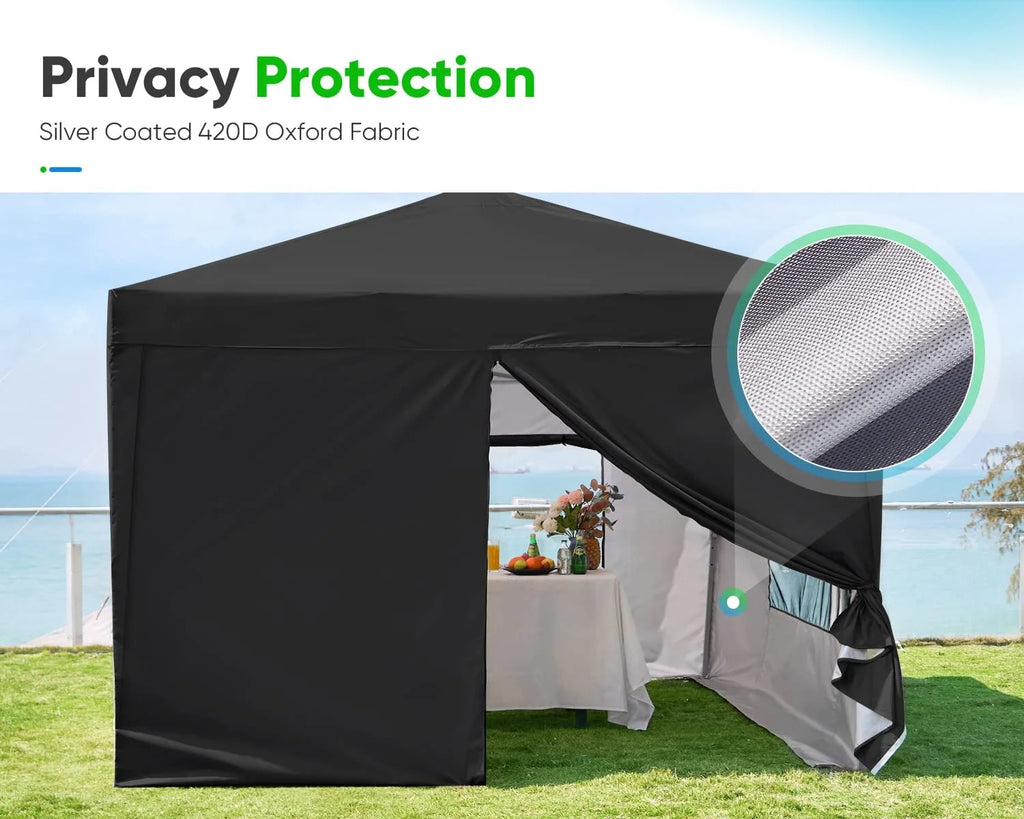Quictent 8'x8' Pop up Canopy Tent with Sidewalls Instant Outdoor Gazebo Canopy Tent Shelter Enclosed Waterproof, with Wheeled Bag (Pink)