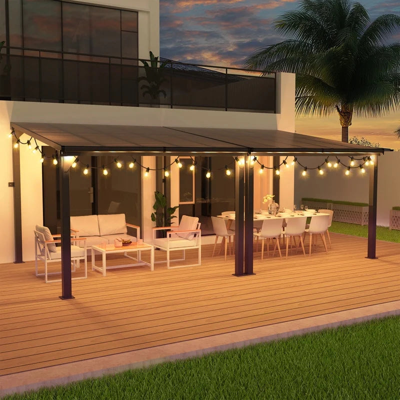 10 ft.10 ft. Hardtop Outdoor Gazebo Pergola Aluminum Framed with Sloping Pitched Roof for Garden, Patio