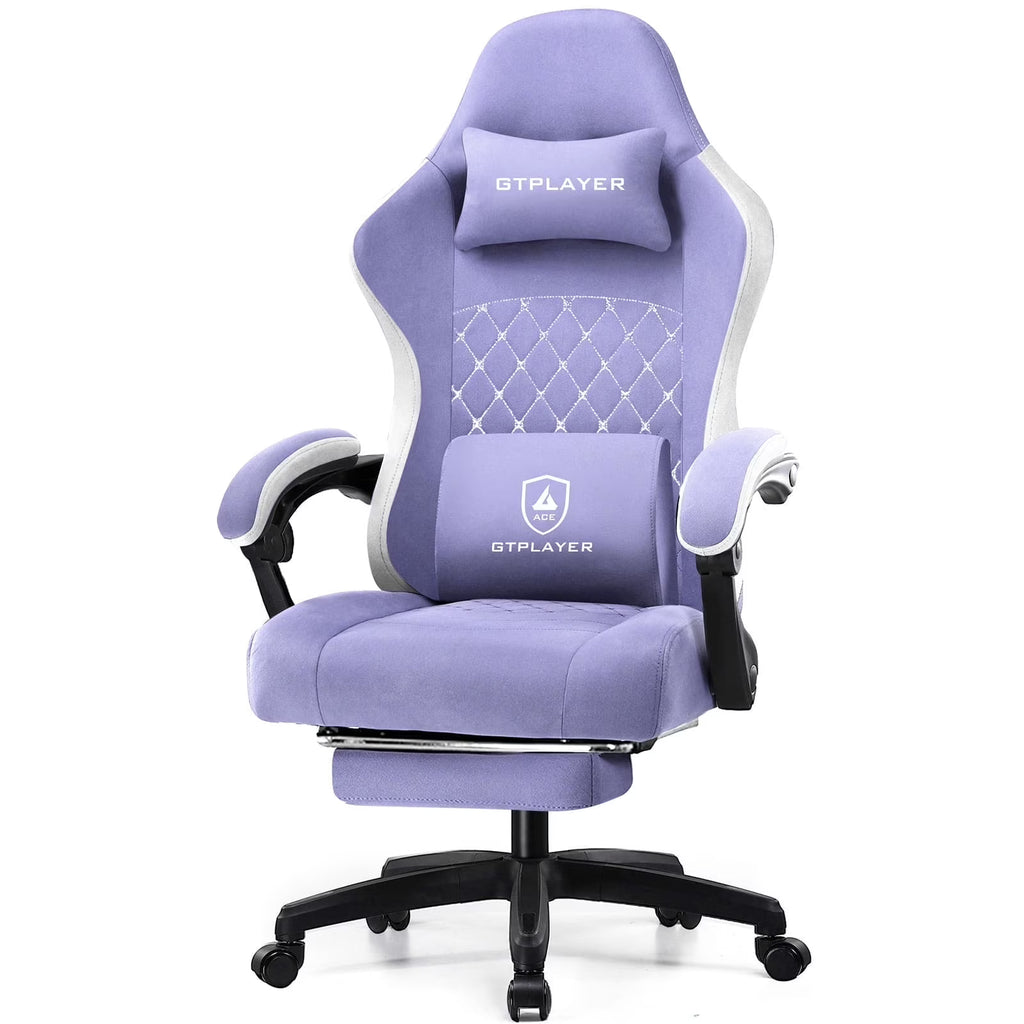 GTPLAYER Ergonomic High Back Pocket Spring Cushion Gaming Chair with Footrest & Linkage Armrests, Black