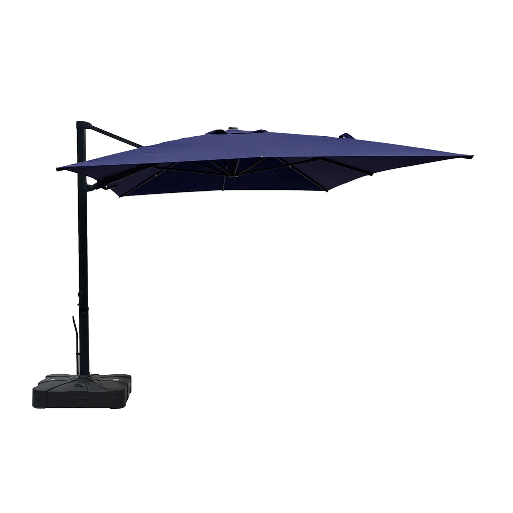 Boyel Living 10 x 13 FT Cantilever Patio Umbrella, Outdoor Rectangle Offset Umbrella with 360°Rotation, Heavy Duty Patio Hanging Umbrella with Base for Garden Pool Backyard, Navy Blue