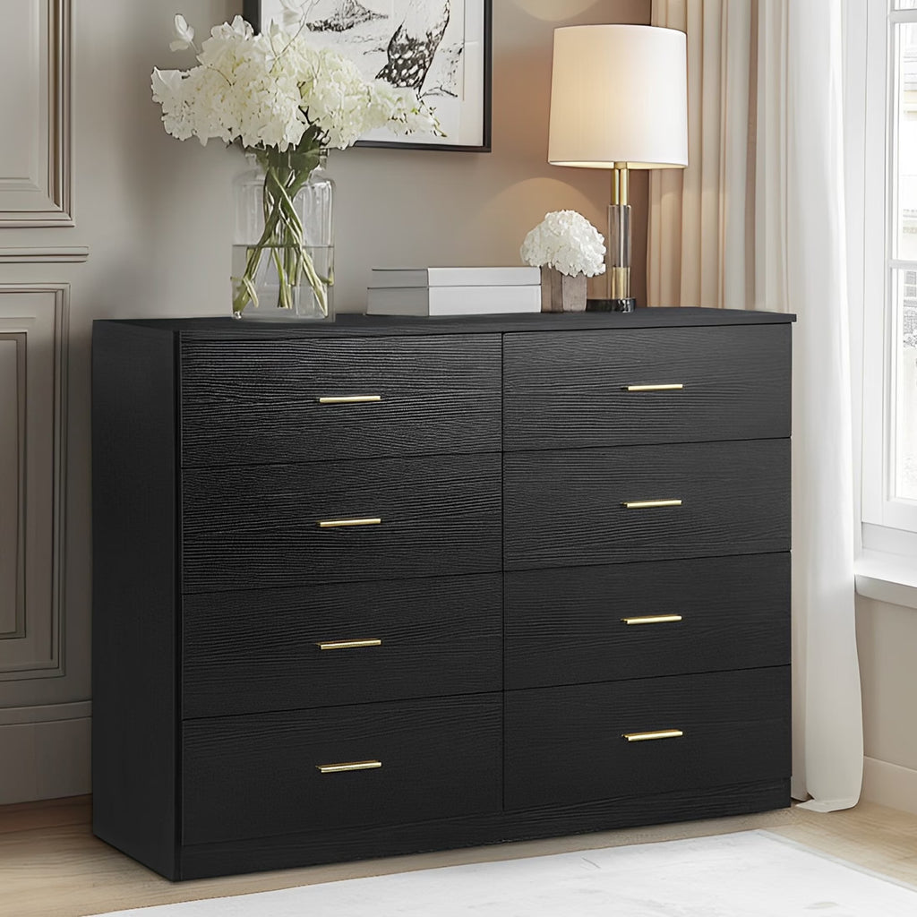 Aukfa Wood 9 Drawer Dresser for Bedroom, Long Chest of 9 Drawers TV Stand,Walnut