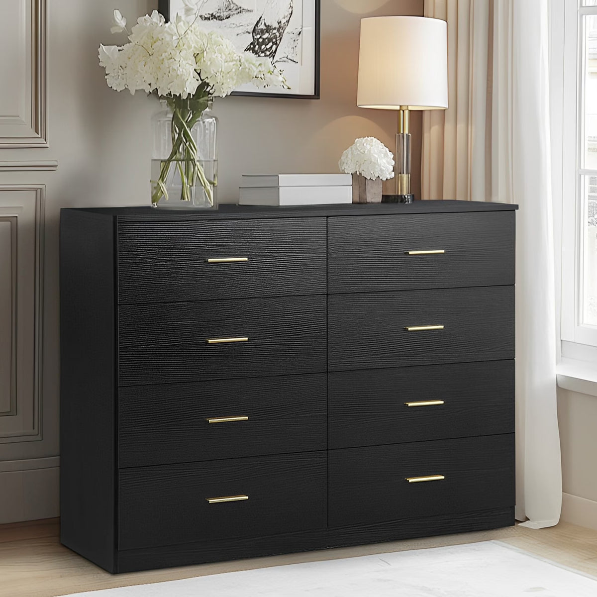 Aukfa Wood 9 Drawer Dresser for Bedroom, Long Chest of 9 Drawers TV Stand,Walnut