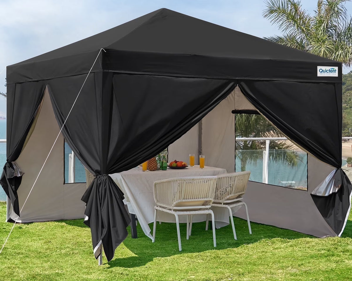 Quictent 8'x8' Pop up Canopy Tent with Sidewalls Instant Outdoor Gazebo Canopy Tent Shelter Enclosed Waterproof, with Wheeled Bag (Pink)