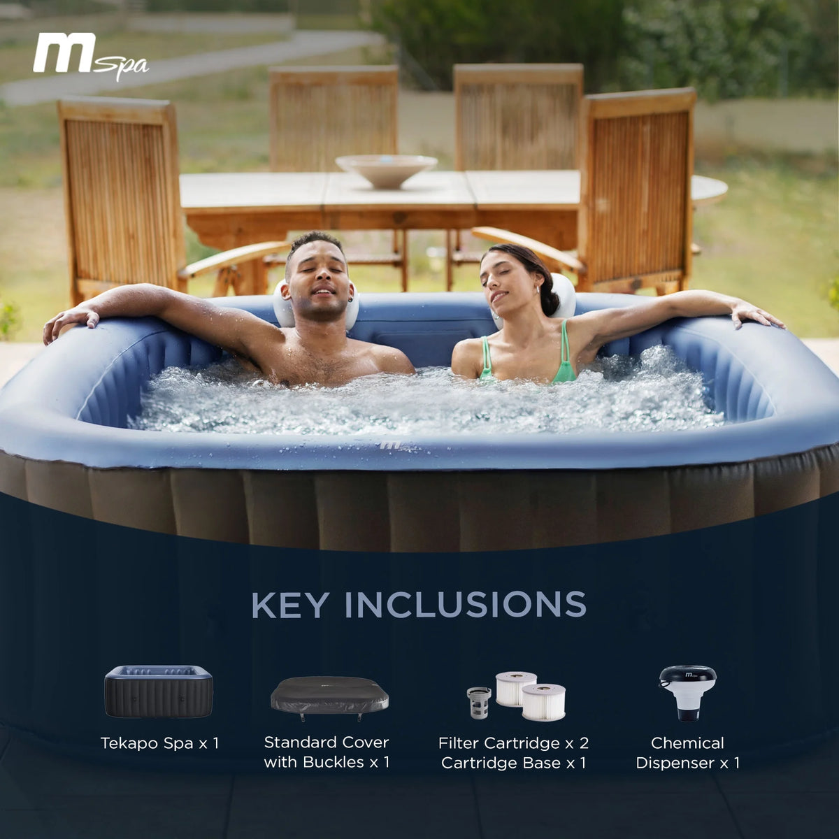 Mspa-USA 6 Person Inflatable Squared Hot Tub with Air Jets Massage System