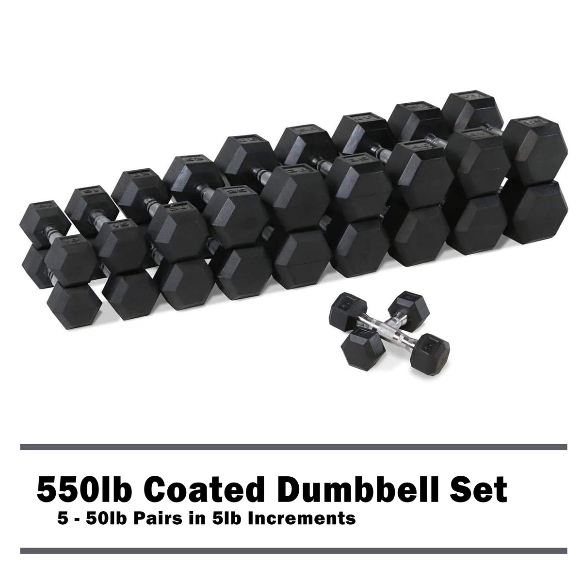 CAP 150lb Rubber Hex Dumbbell Set