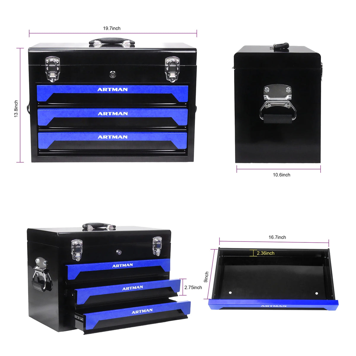 NIGSQJB Tool Set 439pcs with 3 Drawers Tool Box Organizer, Mechanic Tool Set for Home, Tool Box Set 4-Tier Socket Wrench Ratchet Plier Nails, Home Tool Set Mechanics Kit for Adults Man Handyman, Red