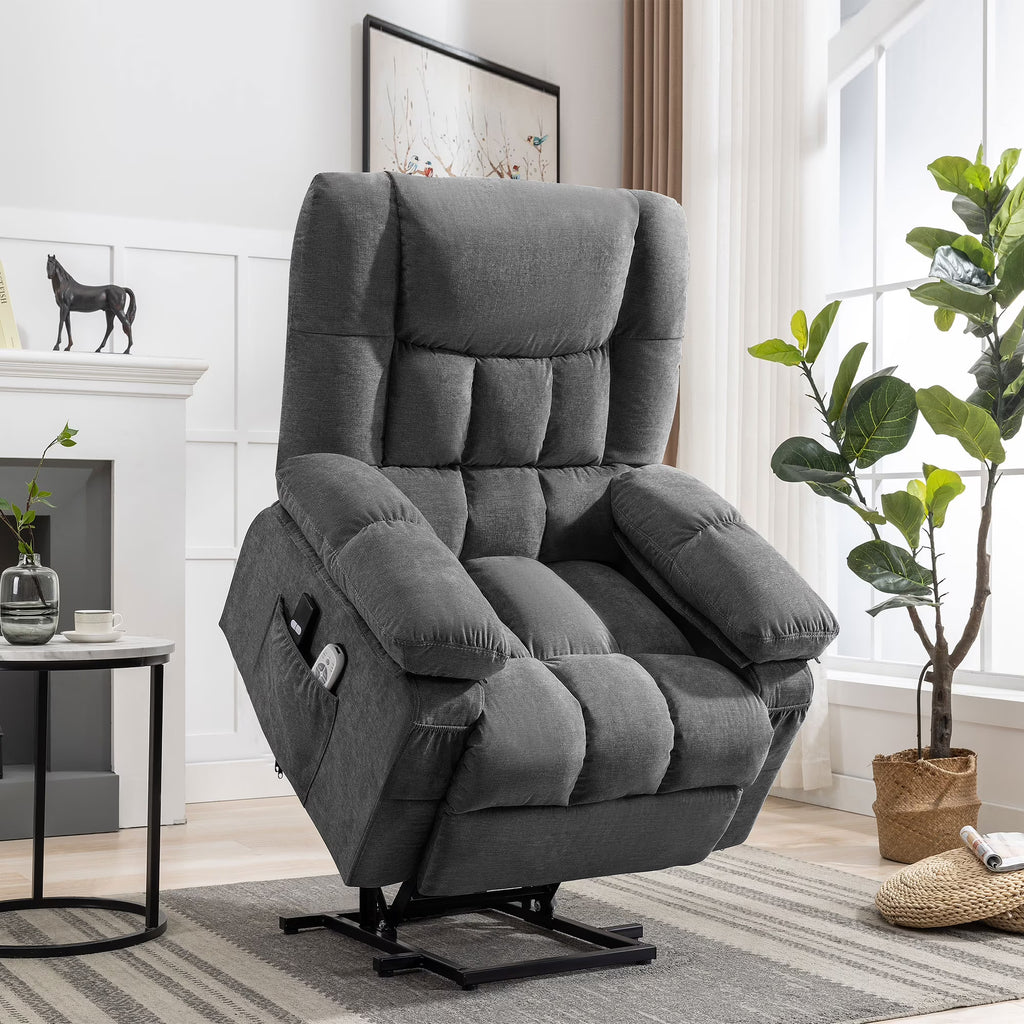JONPONY Power Lift Recliner Chair Recliners for Elderly with Heat and Massage Recliner Chair for Living Room with Infinite Position and Side Pocket,USB Charge Port,Brown