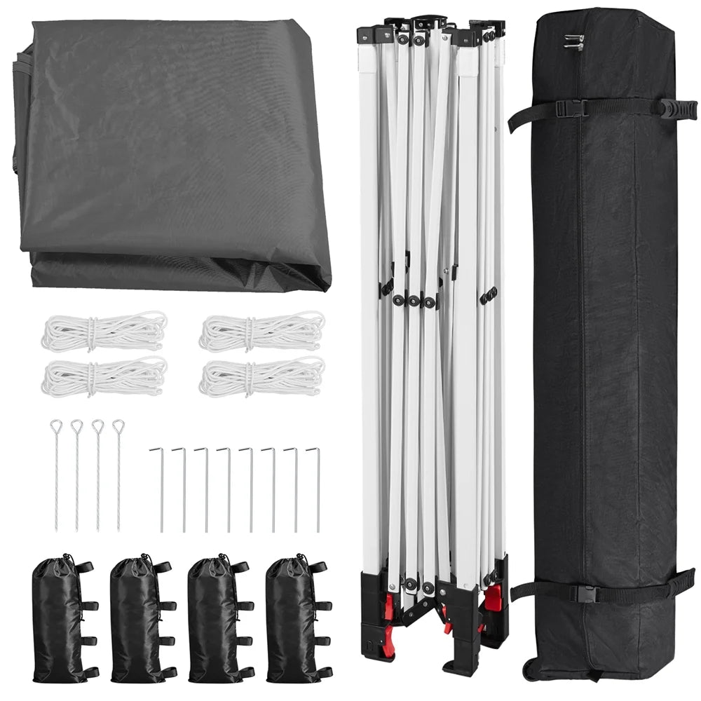 Topeakmart 8x8ft Pop Up Canopy Tent with Adjustable Height and Roller Bag, White