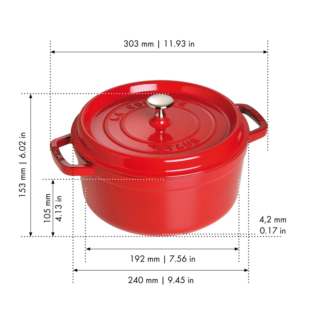Staub Cast Iron 4-qt Round Cocotte - Matte Black