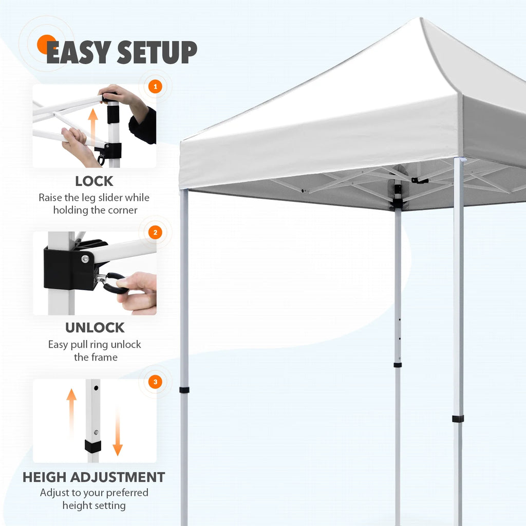 EAGLE PEAK 5x5 Pop Up Canopy Tent Instant Outdoor Canopy Easy Set-up Straight Leg Folding Shelter（Blue）