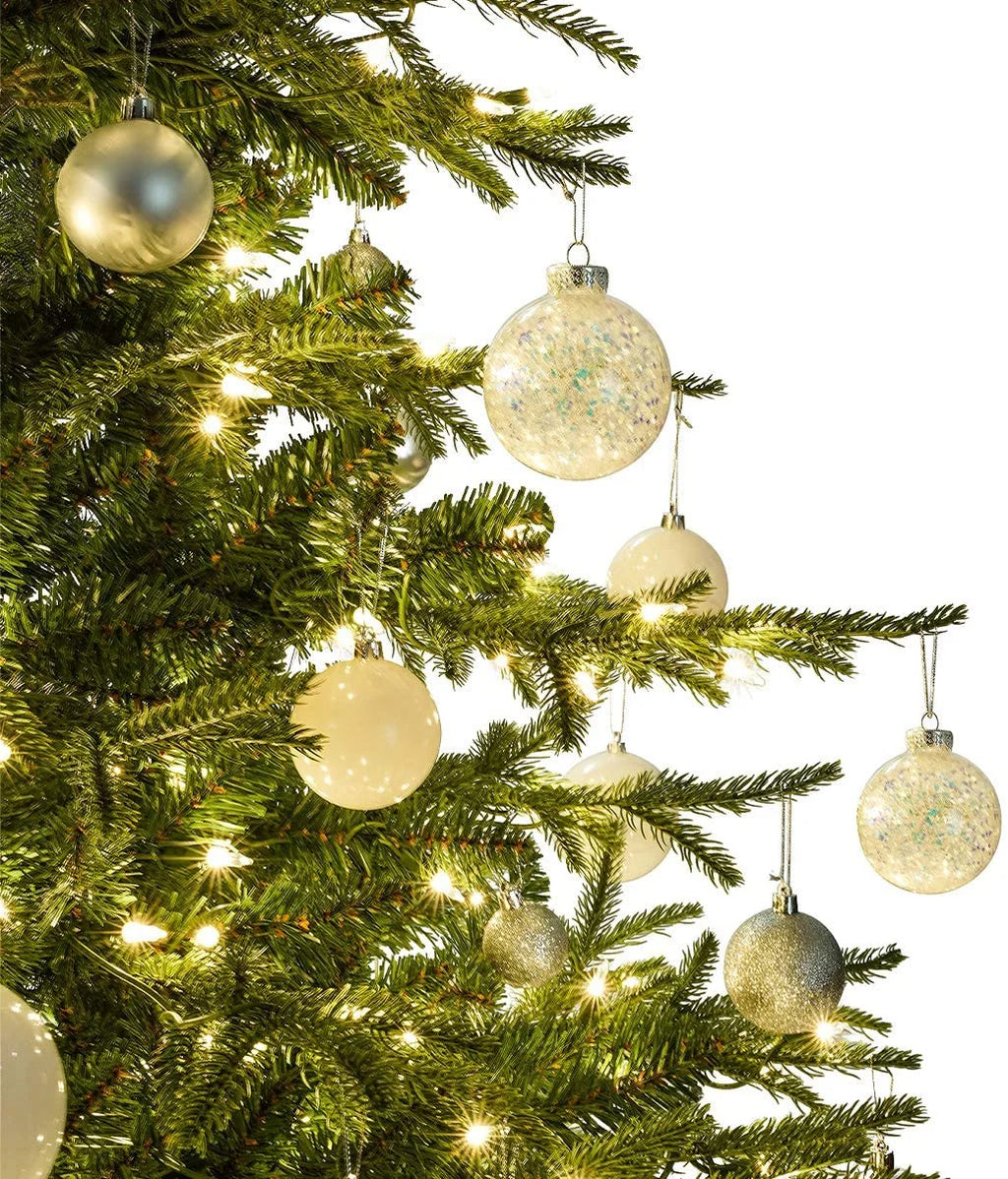 OasisCraft 6.5ft Pre-lit Snow Flocked Artificial Christmas Tree PVC Branches, 400 Clear Lights, Metal Stand | Realistic Full Shape for Home, Office, Holiday Decoration