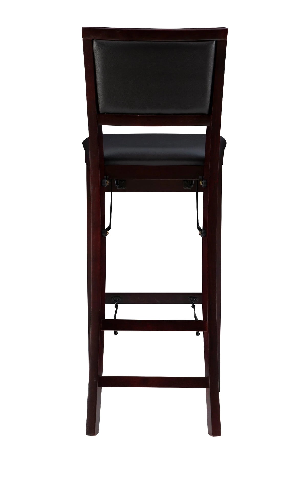 Linon Kristle Folding Padded Bar Stool, 30" Seat Height, Espresso Finish with Dark Brown PVC Fabric