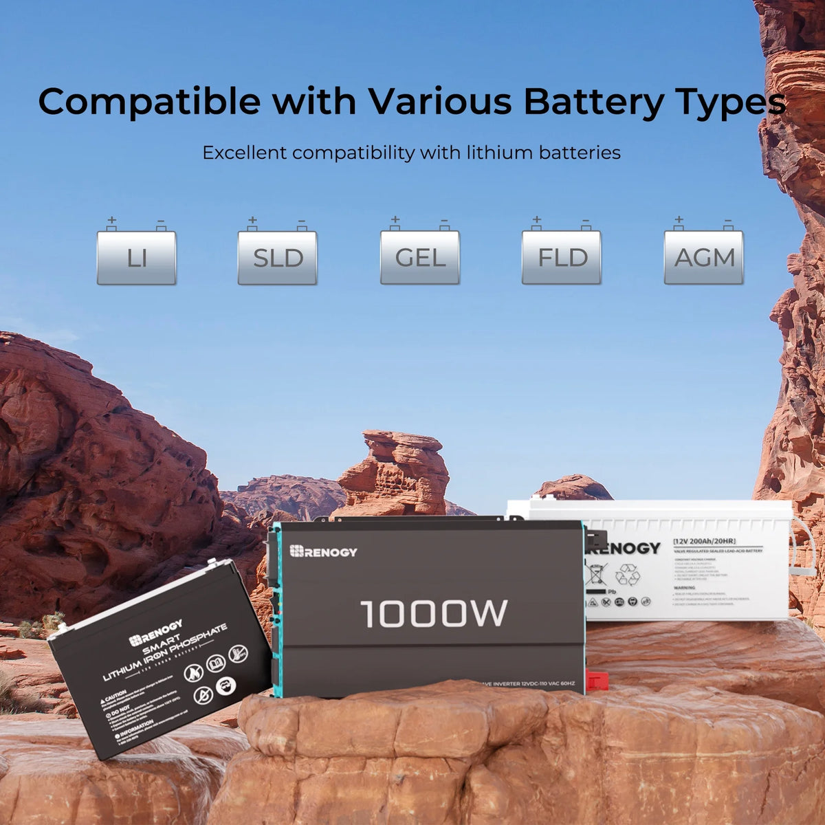 Renogy 2000W Pure Sine Wave Inverter, Power Inverter DC 12V to AC 120V, Built-in 5V/2.1A USB / Hardwire Port, Remote Controller