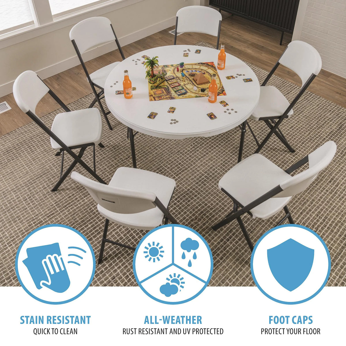 Lifetime 48 inch Round Nesting Table, Indoor/Outdoor Light Commercial Grade, White (81111)